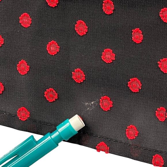 BCBGeneration Dress Womens Small Black Red Swiss Dot Wrap Chiffon Split Sleeve - Picture 8 of 15